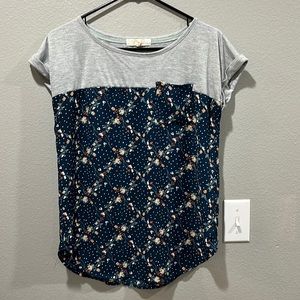 Grey/Blue Top with Print